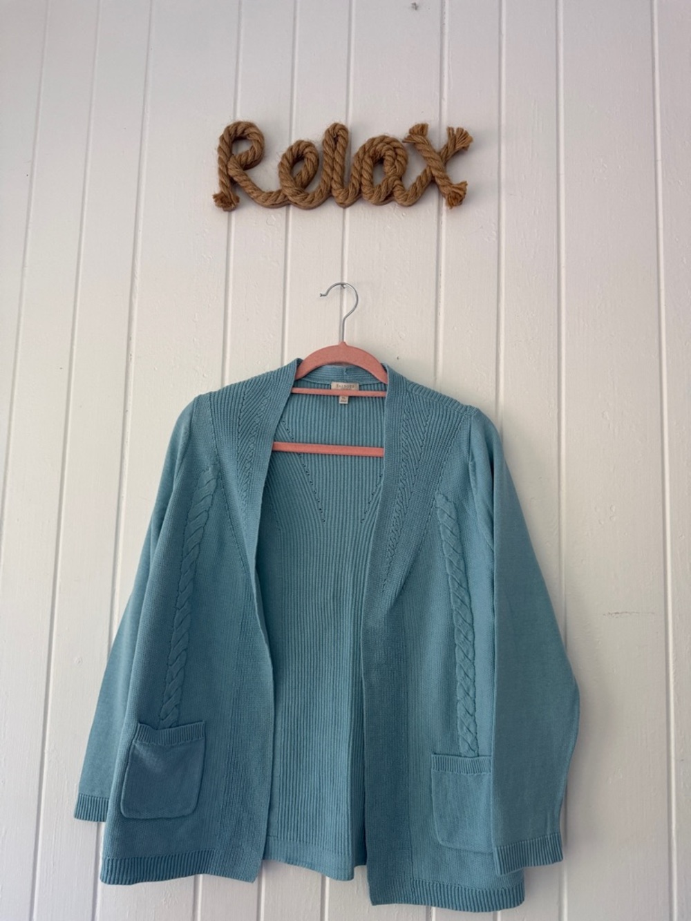 Talbots Light Teal Open Front Cardigan Medium P